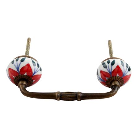 Red Flower Ceramic Bridge Handle